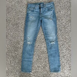 AG Adriano Goldschmied Distressed Blue Skinny Jeans Size 26R